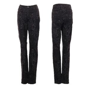 7 For All Mankind Gwenevere Floral Black Jacquard Skinny Jeans Size 27